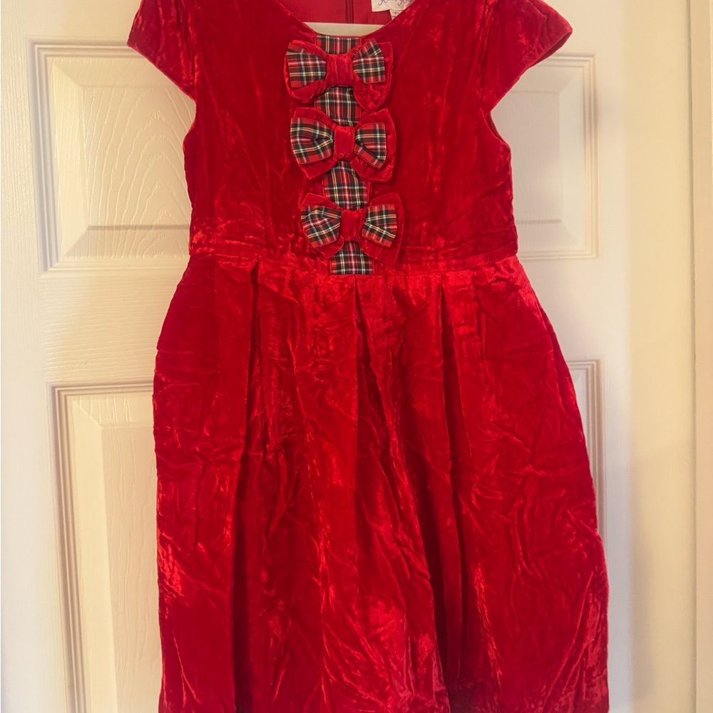 Rachel Riley Red Velvet Dress with bows